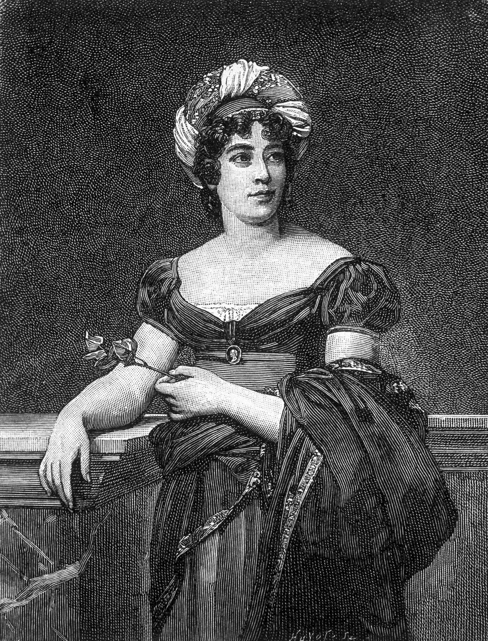 Portrait of Germaine Necker, Baroness of Staël-Holstein, known as Madame de Staël (1766 - 1817), French writer. av Unknown artist