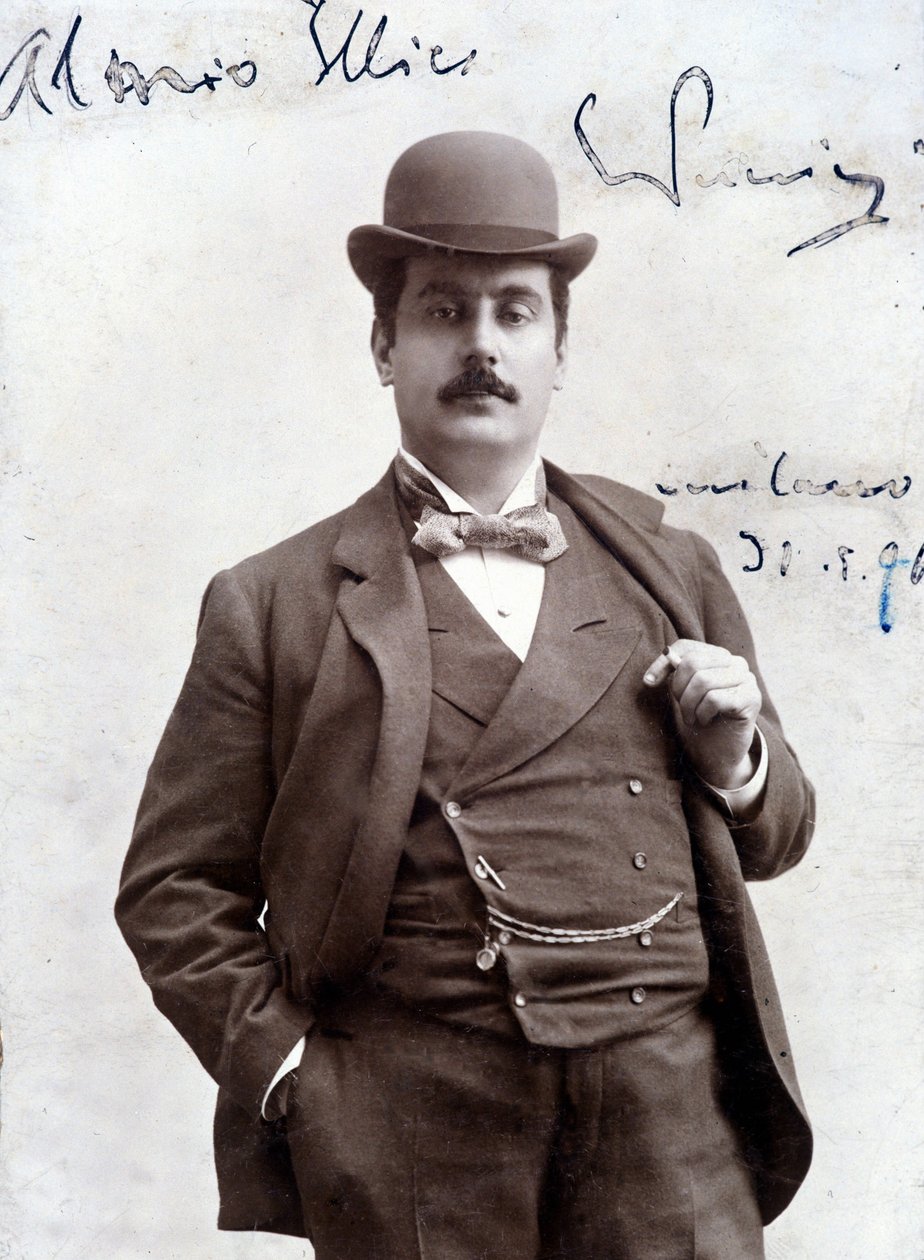 Portrett av Giacomo Puccini i 1896 (1858-1924), italiensk komponist. av Unknown artist