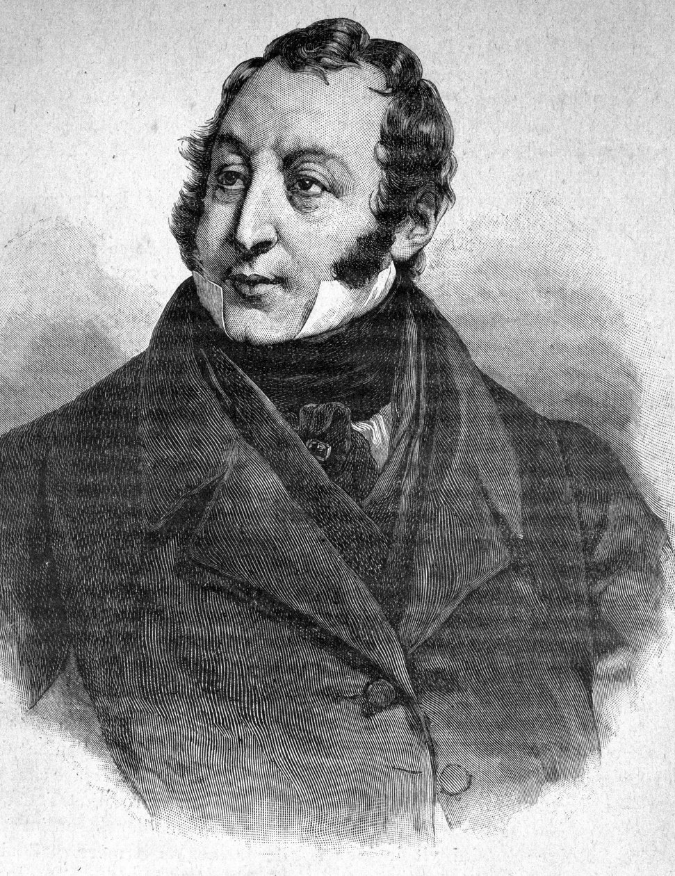 Portrett av Gioacchino Rossini (1792-1868) - i "" The Contemporains"", n.d. slutten av 1800-tallet. av Unknown artist