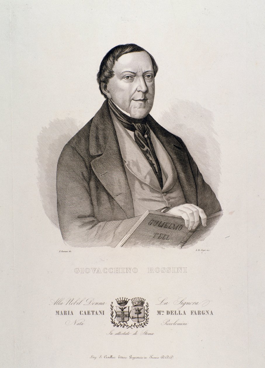 Portrett av Gioacchino Rossini (gravering av Unknown artist
