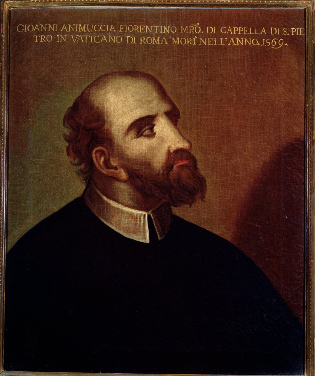 Portrett av Giovanni Animuccia (1514 ca-1571) italiensk komponist Anonym maleri. Bologna Civic Bibliografisk museum fra 1500-tallet av Unknown artist