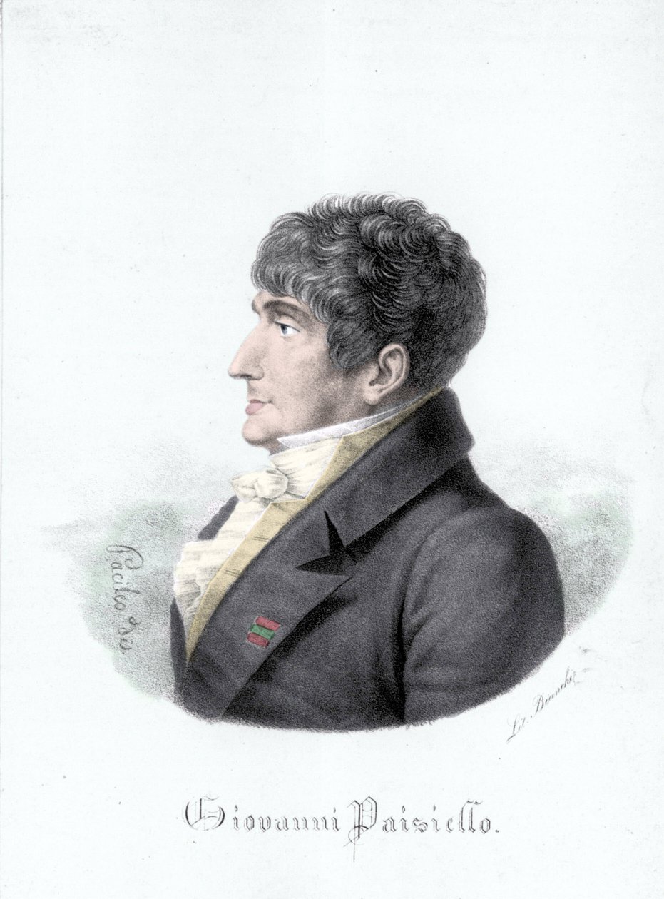 Portrett av Giovanni Paisiello (eller Paesiello eller Paesieillo) (1740-1816), italiensk komponist. Gravering fra 1800-tallet av Unknown artist