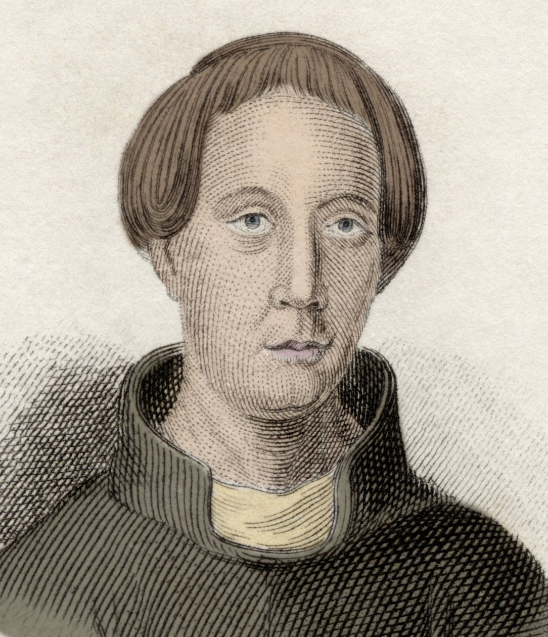 Portrett av Giraud de Barri, eller Giraud den kambriske (ca. 1145-ca. 1223), en walisisk kirkelig og historiker. Også kalt Gerallt Gymro, Gerald of Wales og Gerald Barry. Gravering av 1800-tallet. av Unknown artist