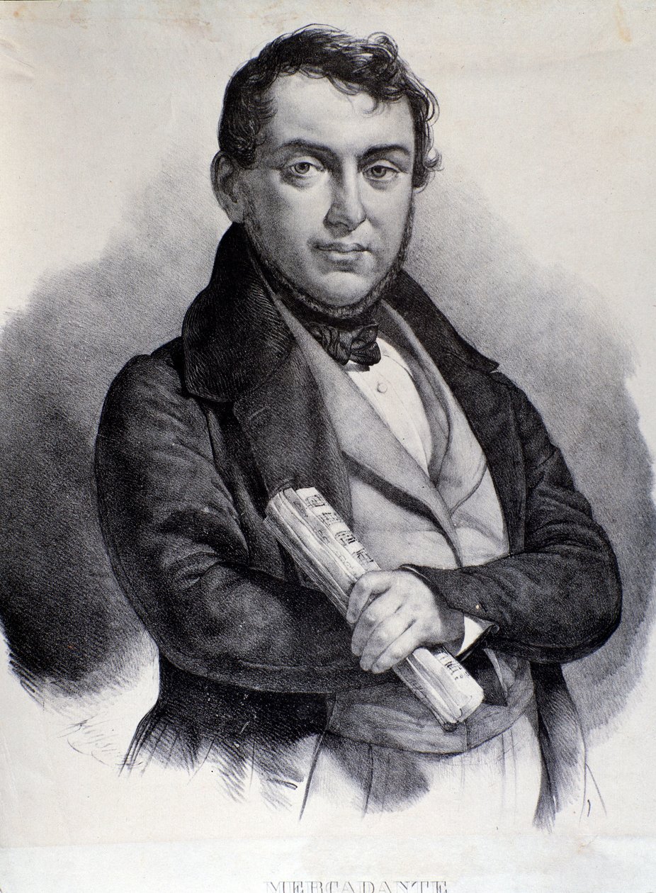 Portrett av Giuseppe Saverio Mercadante (litografi) av Unknown artist