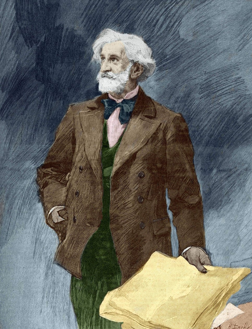 Portrett av Giuseppe Verdi (1813-1901), italiensk komponist. av Unknown artist