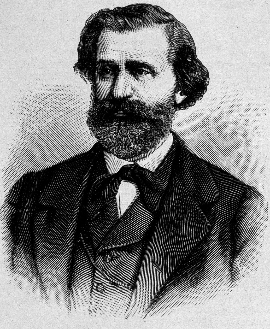 Portrett av Giuseppe Verdi, italiensk komponist (1813 - 1901) av Unknown artist