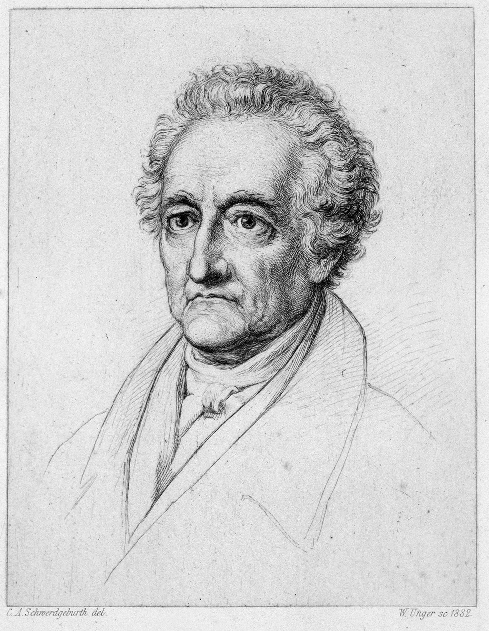 Portrett av Goethe. 1800-talls kromolitografi. av Unknown artist