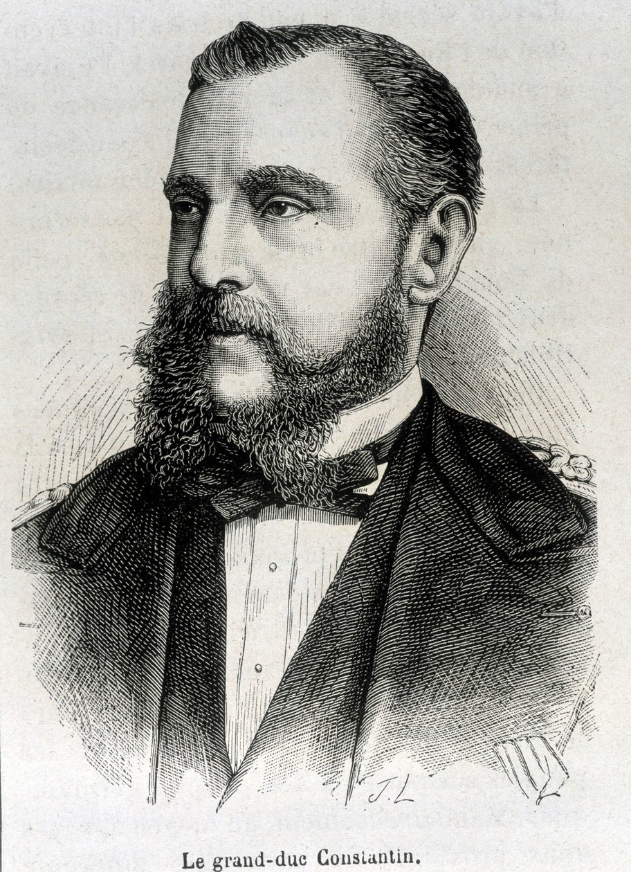 Portrett av storhertug Konstantin (1779 - 1831), visekonge av Polen. Gravering av slutten av 1800-tallet i "Histoire de France"" av H. Martin. av Unknown artist