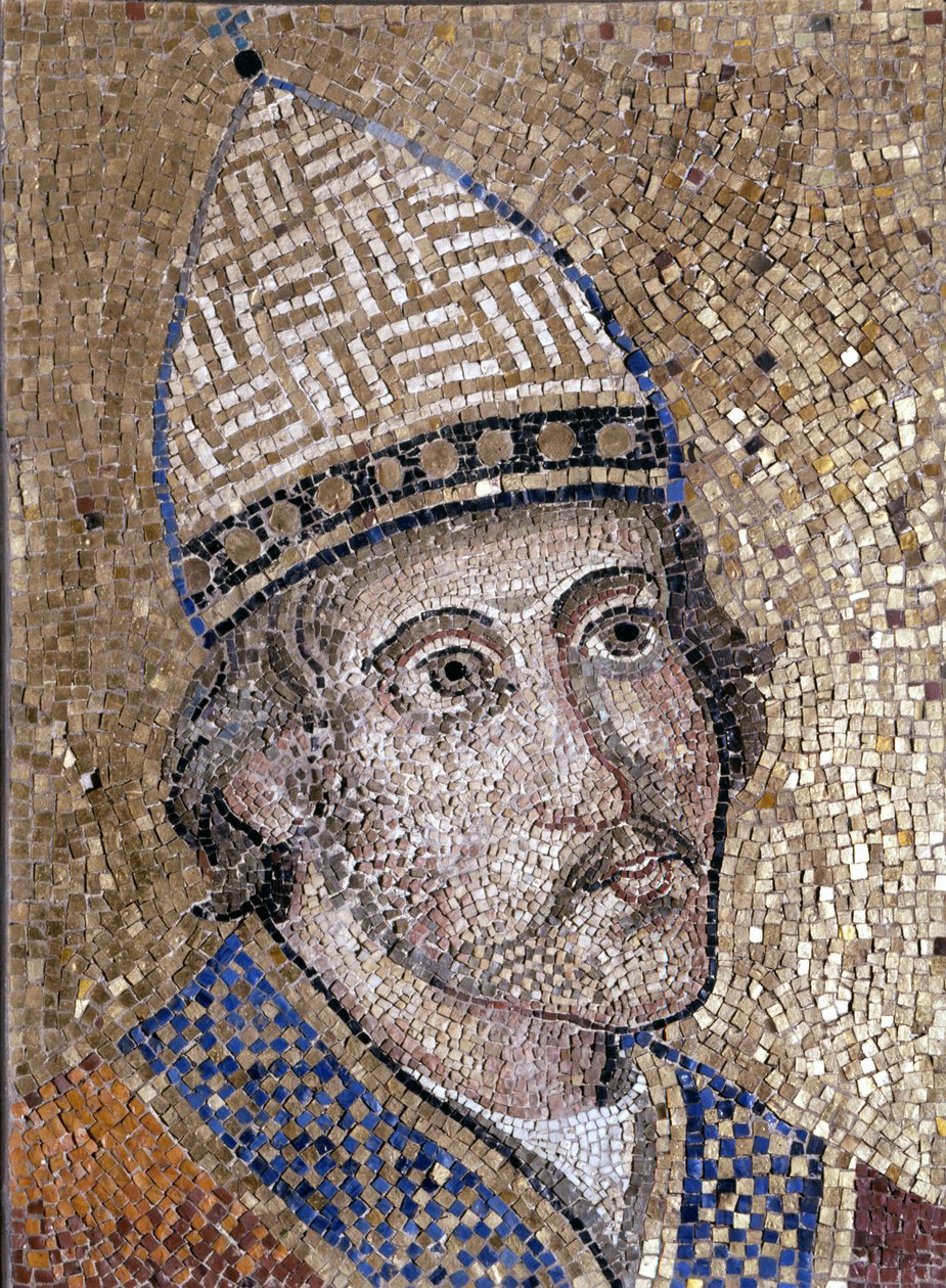 Portrett av Gregoire IX (1145 - 1241). Han kjempet mot Frederic II og organiserte inkvisisjonen. Mosaikk fra 1200-tallet fra den gamle apsis til St. Peter. Museum i Roma av Unknown artist