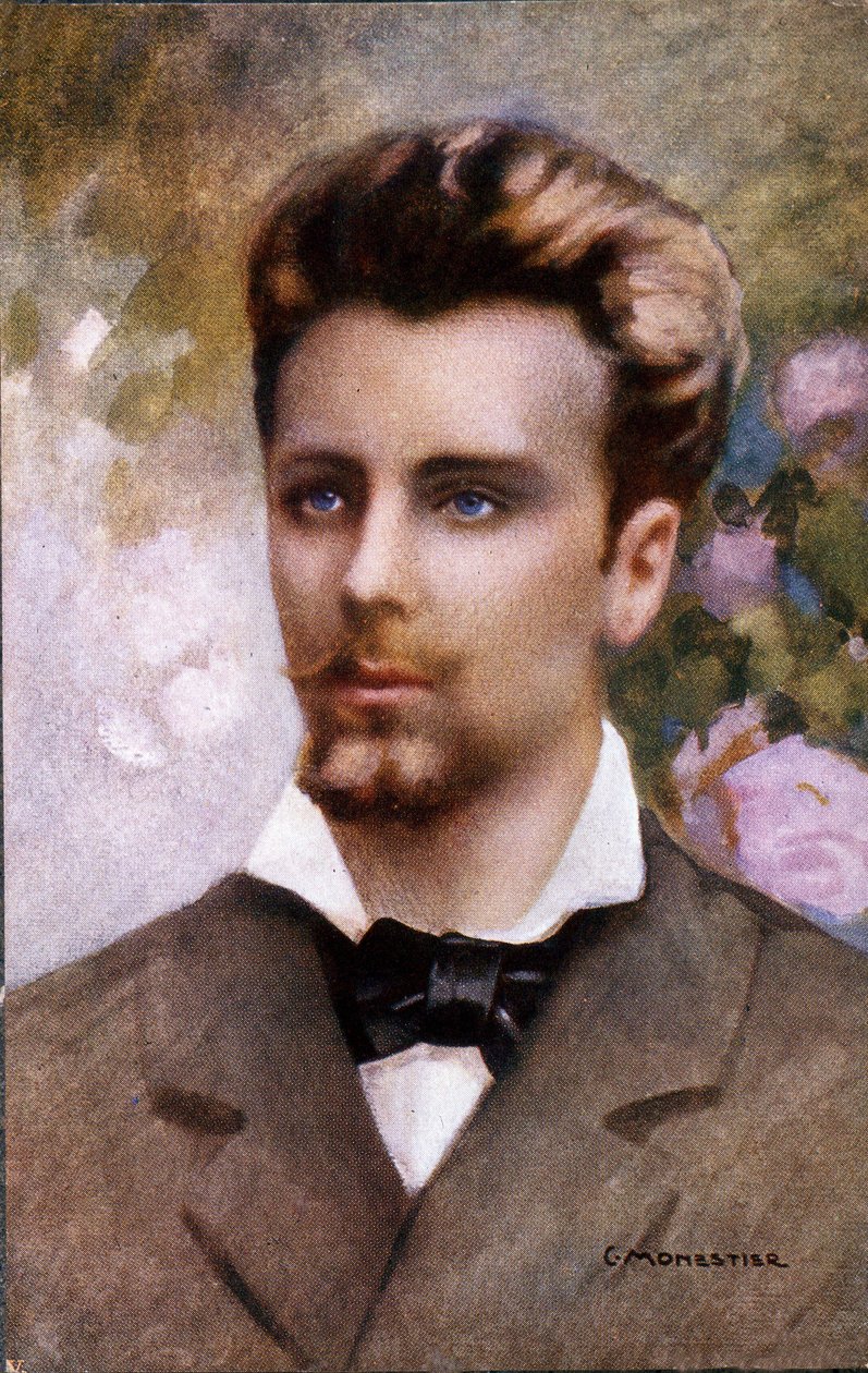Portrett av Guglielmo Oberdan (1858-1882), postkort etter et maleri av C. Monestier. av Unknown artist