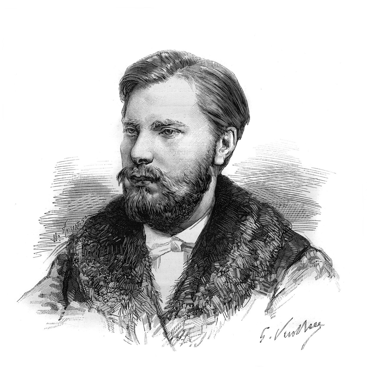 Portrett av Guillaume Alexandre (Guillaume-Alexandre) Prins av Orange som døde i 1884. Gravering i "" Le Monde Illustré"" av Unknown artist