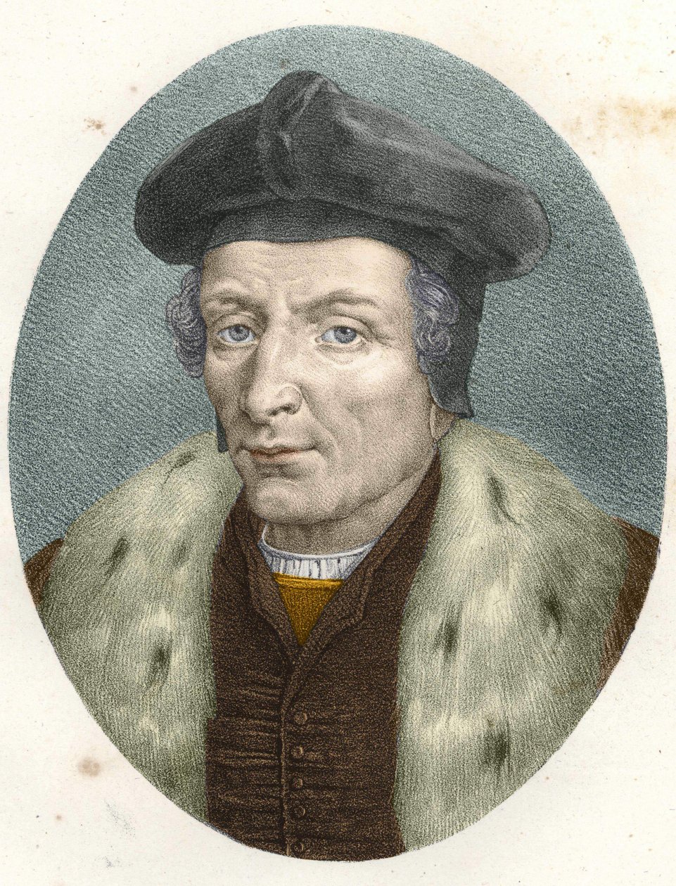 Portrait of Guillaume Bude (Budee) (Budaeus) (1467-1540), engraving 19th century. av Unknown artist