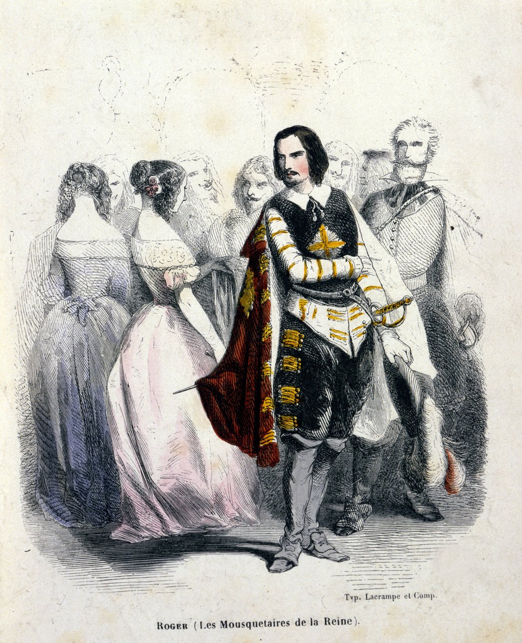 Portrett av Gustave Roger (1815 - 1879), fransk tenor, i "Dronningens musketerer" av Jacques Fromental Halevy av Unknown artist