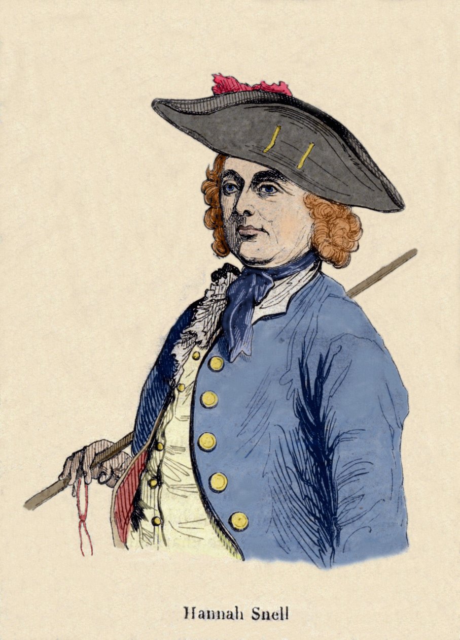 Portrett av Hannah Snell (1723-1792) kvinnelig soldat, var en engelskmann som tok rollen som en mann for å bli soldat. av Unknown artist