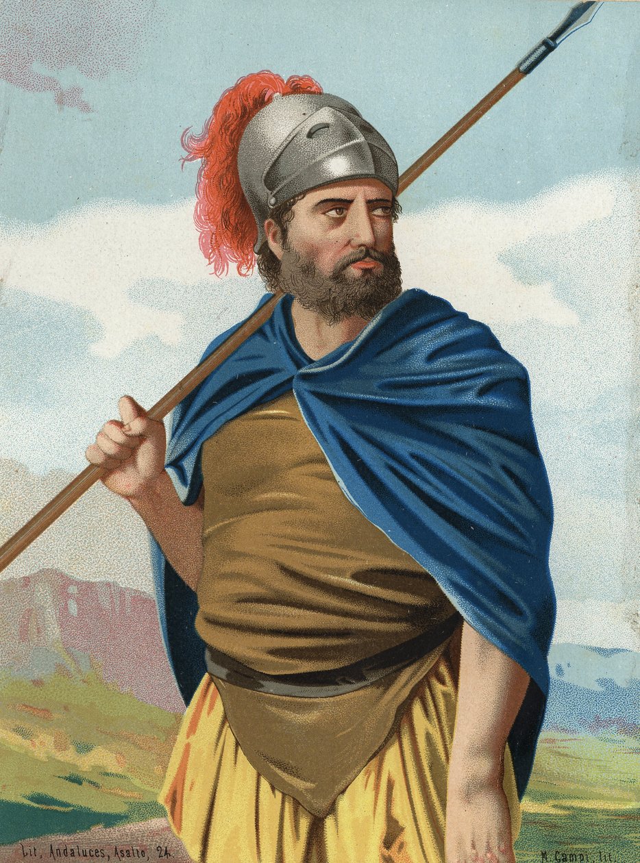 Portrett av Hannibal eller Hannibal Carthaginian War Man (Punic) (247 f.Kr. - 183 f.Kr.). etter "" kjente menn og kvinner "". Barcelona 1877. av Unknown artist