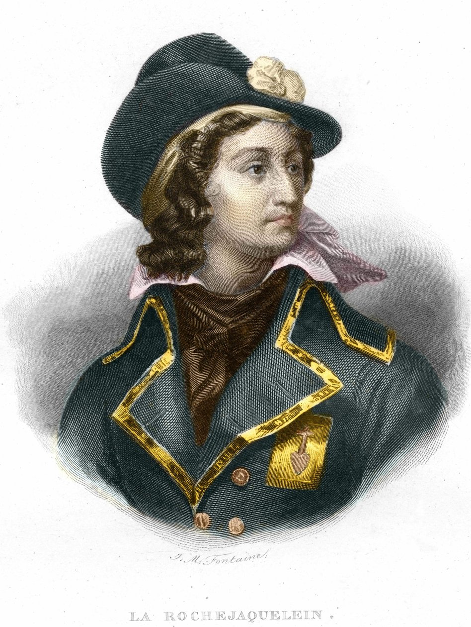 Portrett av Henri du Vergier, grev av La Rochejaquelein (eller Verger de La Rochejacquelein) (1772-1794), gravering av general Vendeen fra 1854 av Unknown artist