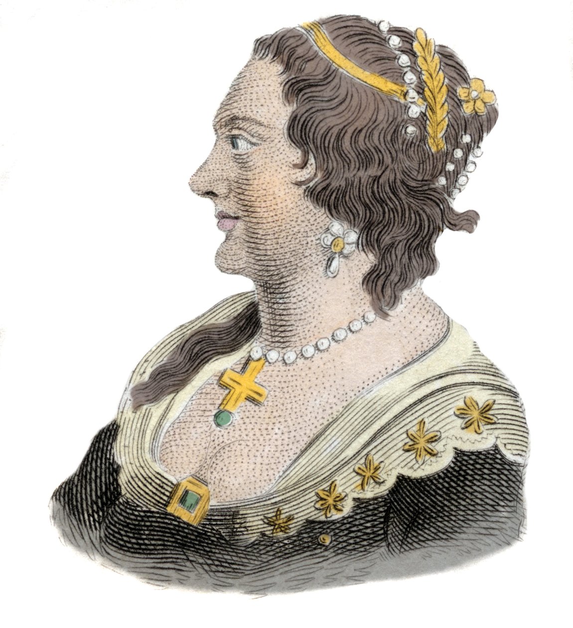 Portrett av Henriette Marie av Frankrike (1609-1669), dronningkonsort av England. Gravering av 1800-tallet av Unknown artist