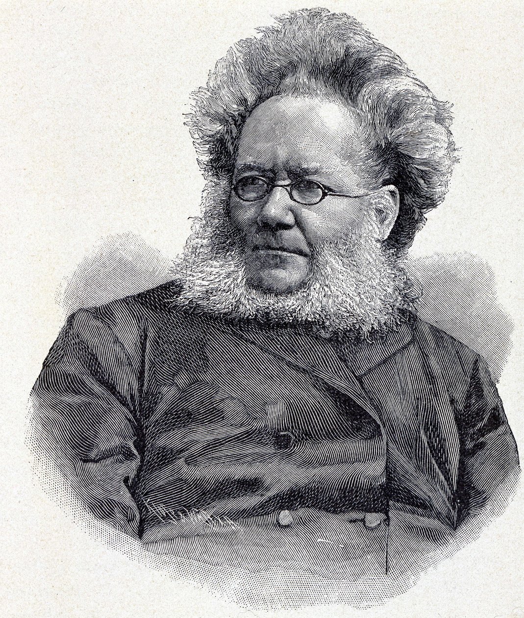 Portrett av Henrik (Henri) Johan Ibsen (1828-1906), norsk poet og dramatiker, gravering 1800-tallet av Unknown artist