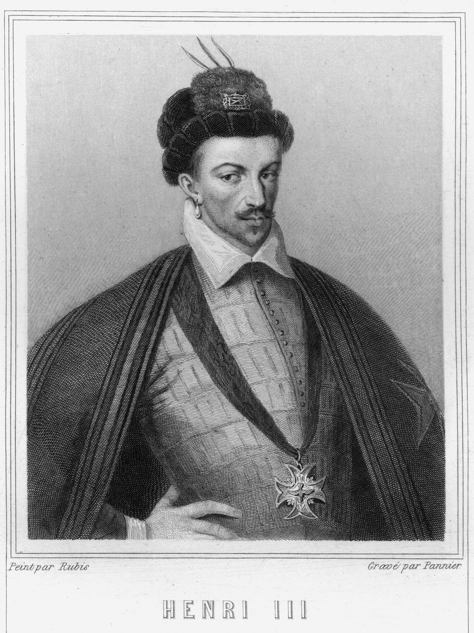 Portrett av Henrik III (1551 - 1589), konge av Frankrike - i "Histoire des Français"" av Lavallée, gravering, sd. av Unknown artist
