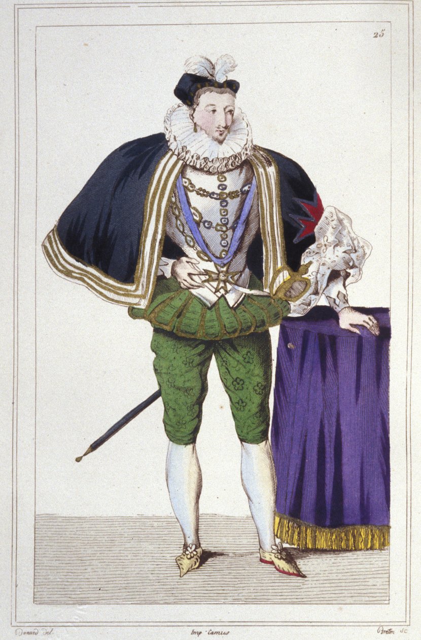 Portrett av Henrik III (1551 - 1589), konge av Frankrike. gravering fra 1830 av Unknown artist