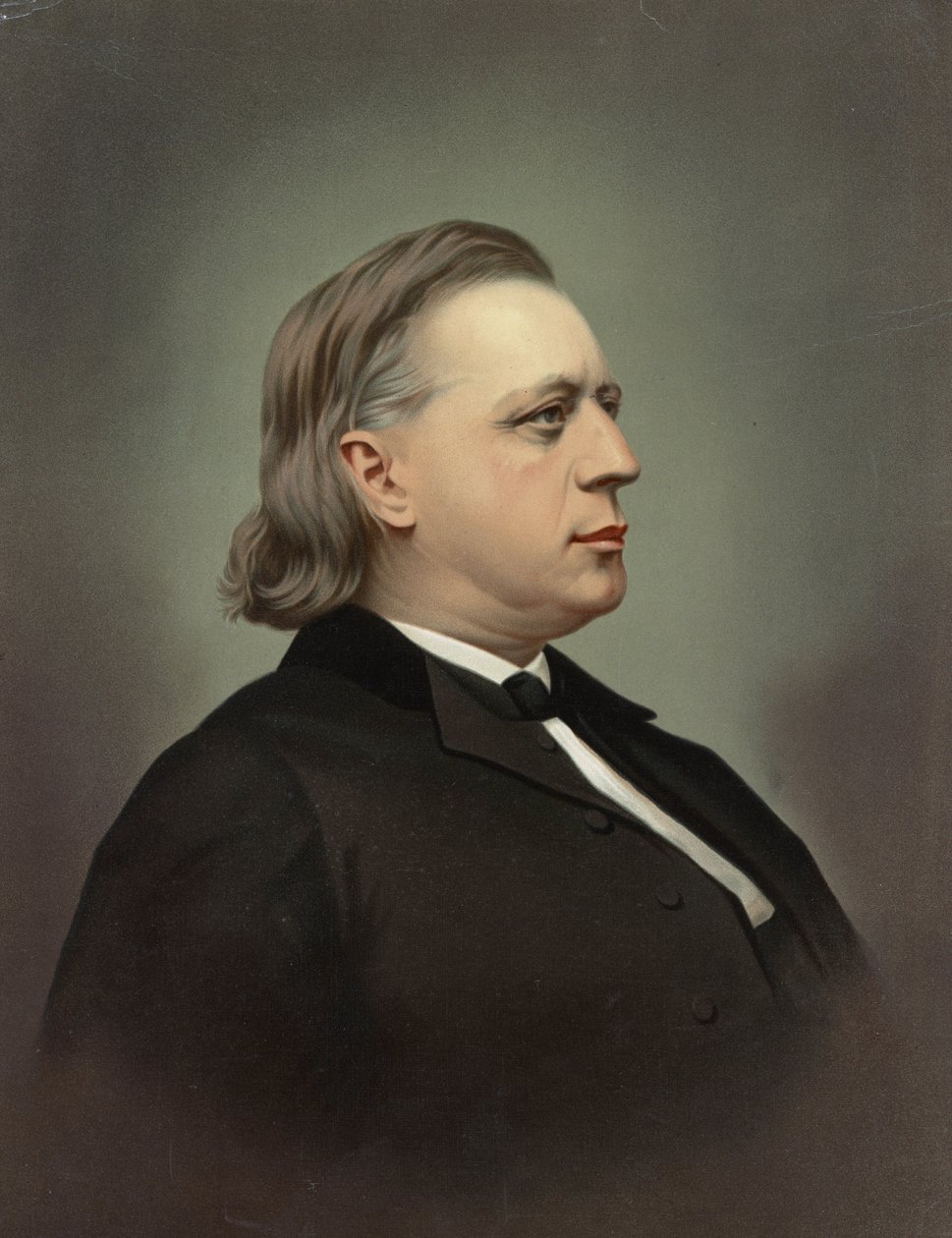 Portrett av Henry Ward Beecher (1813-1887) av Rockwood & Co. Chromolithography, ca. 1871, Privat samling av Unknown artist