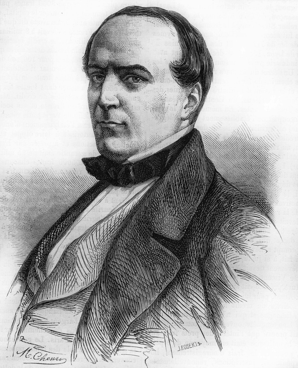 Portrait of Hippolyte Fortoul (1811-1856). Minister of Marine and Minister of Public Instruction. Engraving from 1866. av Unknown artist