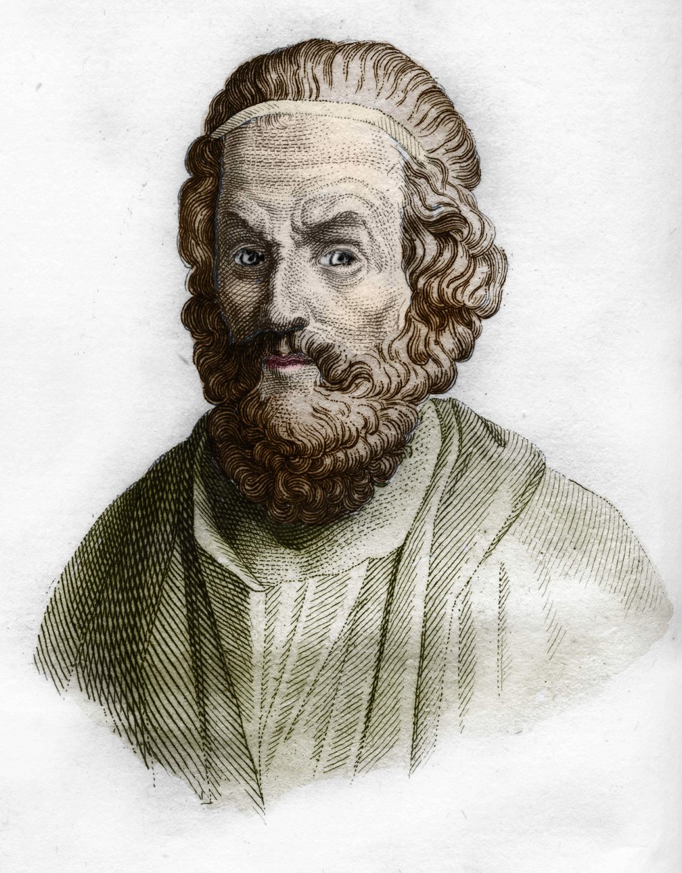 Portrett av Homer (9. århundre f.Kr.) gresk poet. i oldtidshistorien til Rollin.1829 av Unknown artist