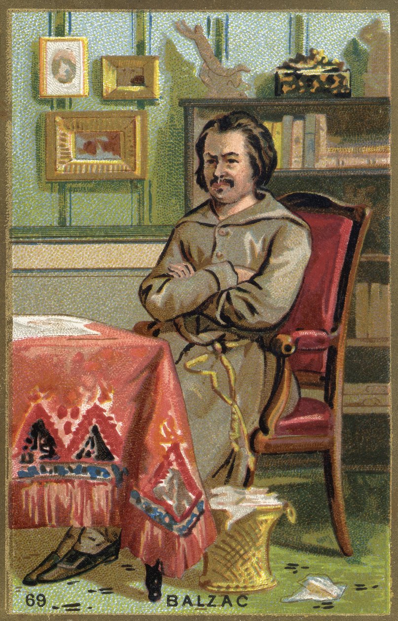 Portrett av Honoré de Balzac (1799-1850), fransk forfatter. 1800-talls kromolitografi. av Unknown artist