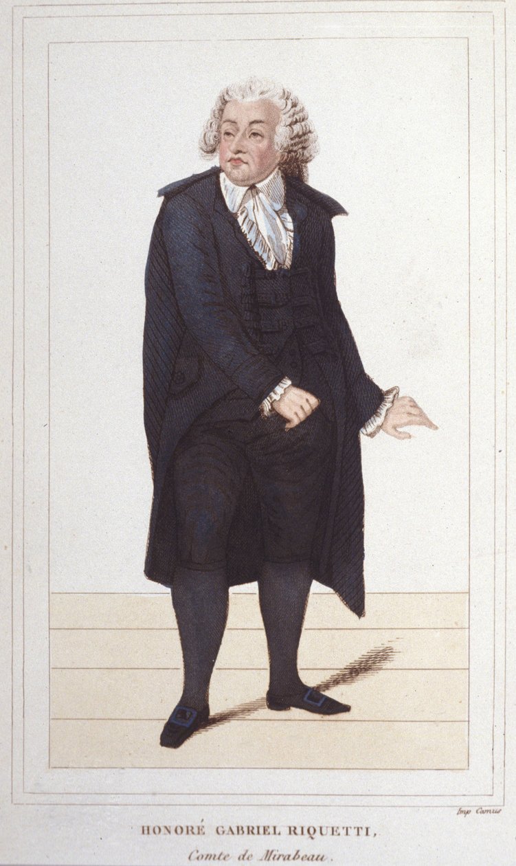 Portrett av Honore Gabriel (Honore-Gabriel) Riqueti, jarl av Mirabeau (1749-1791), fransk politiker. gravering fra 1830 av Unknown artist