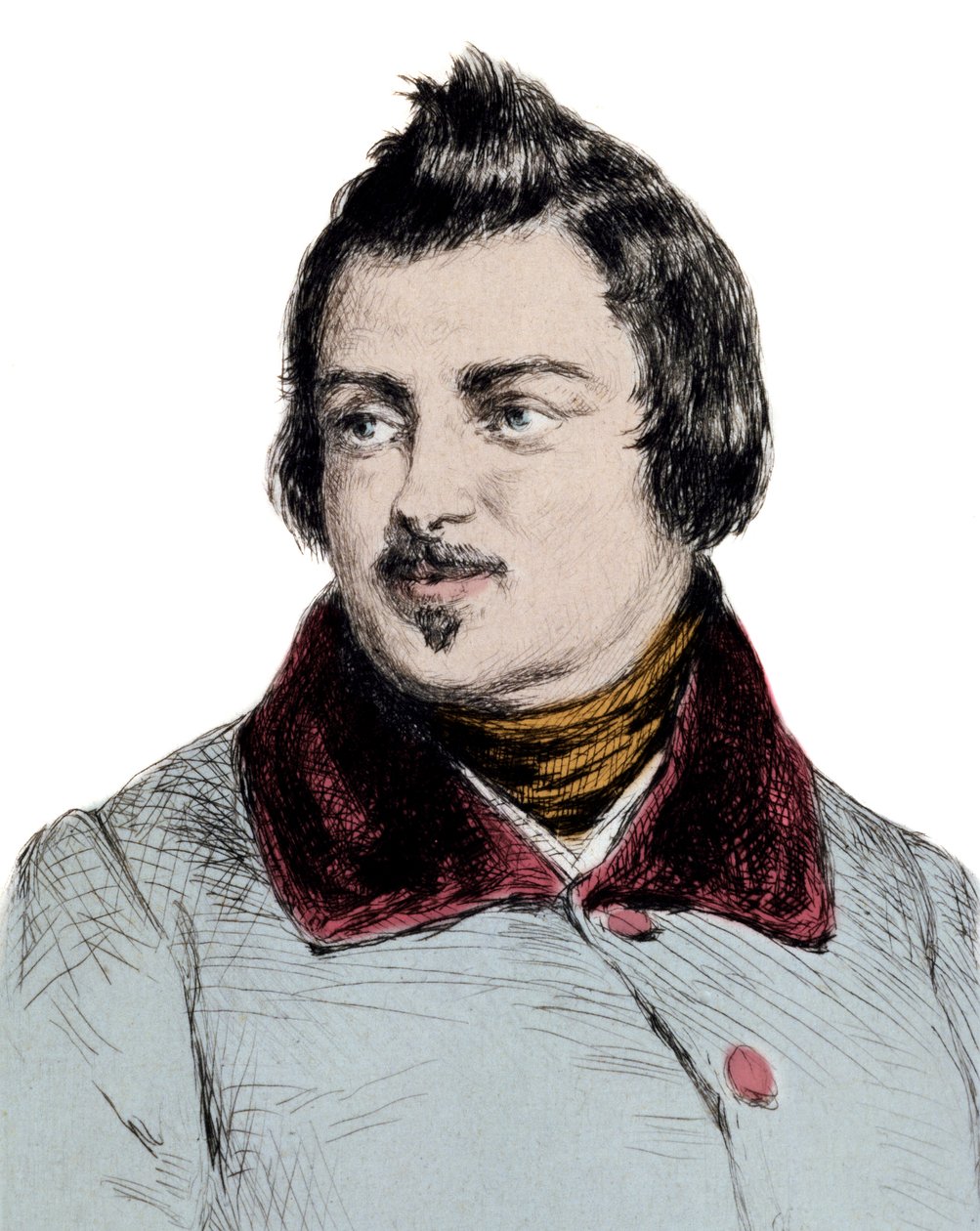 Portrett av Honore de Balzac (1799-1850) engelsk forfattergravering av Unknown artist