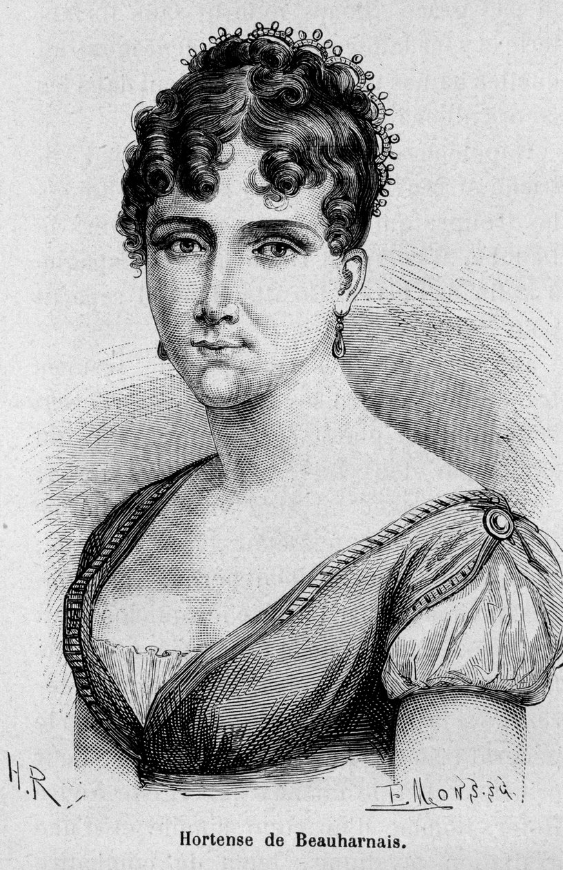Portrett av Hortense Eugenie Cecile de Beauharnais, dronning av Holland (1783-1837), datter av Josephine de Beauharnais og Viscount Alexandre de Beauharnais - i "" L