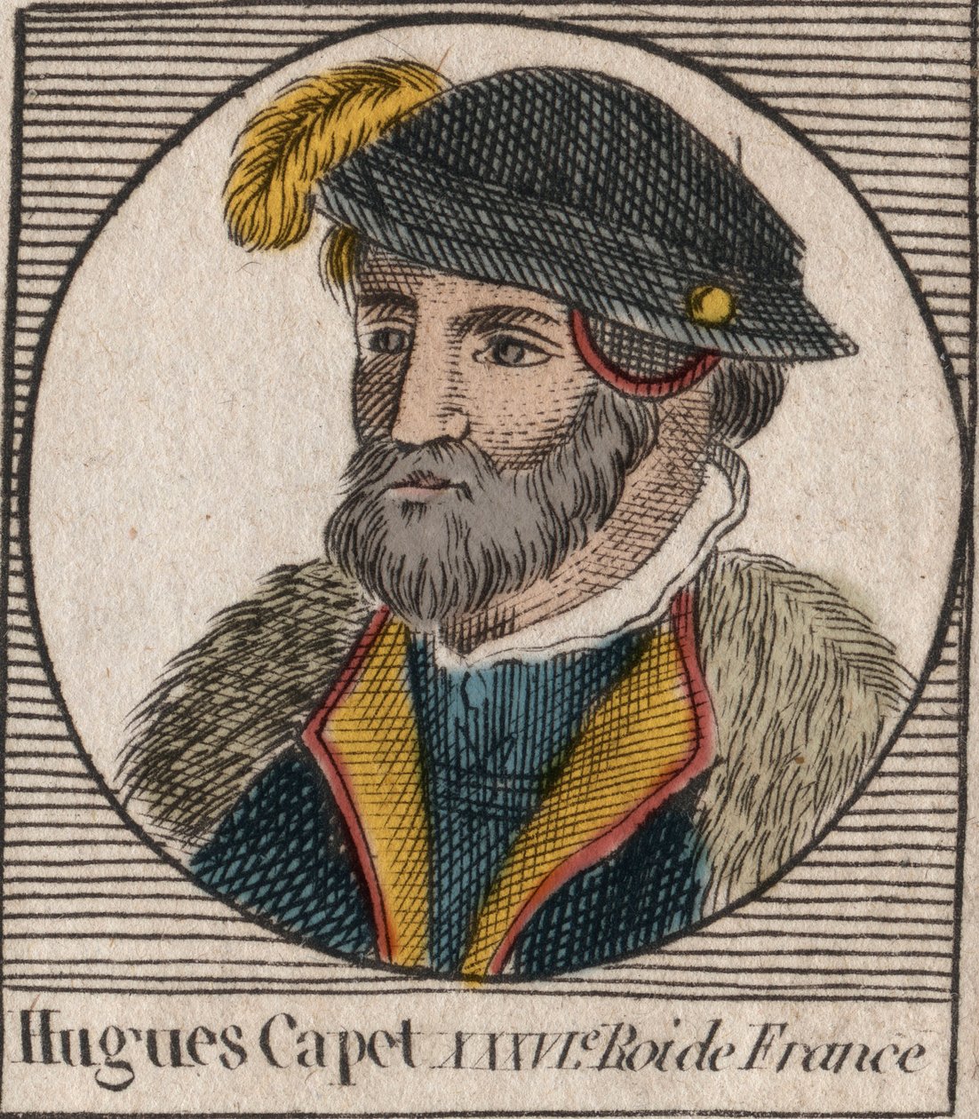 Portrait of Hugues I Capet (ca. 941 - 996), Duke of France then King of France - Portrait of Hugues I Capet (c941-996), King of France - engraving from “Instruction sur l