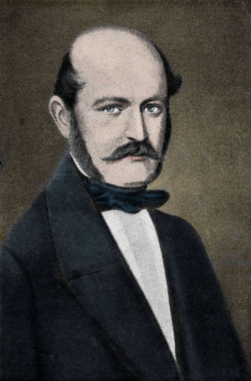 Portrett av Ignaz Philip Semmelweis (Semmelweiss), ungarsk fødselslege (1818-1865). av Unknown artist
