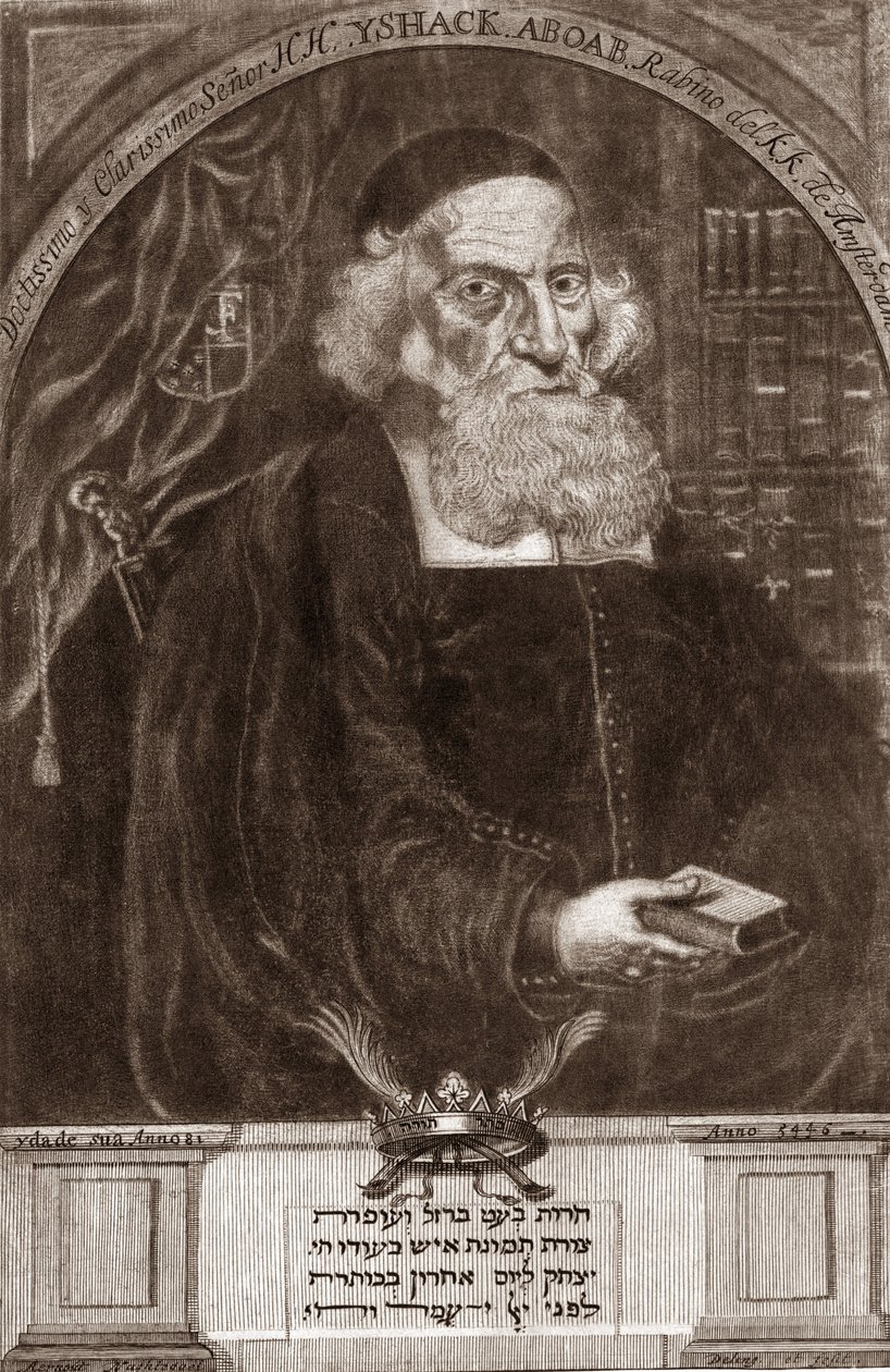 Portrett av Isaac Aboab da Fonseca (1605-1693) - Isaac Aboab da Fonseca - rabbiner, lærd, kabbalist og forfatter av Unknown artist