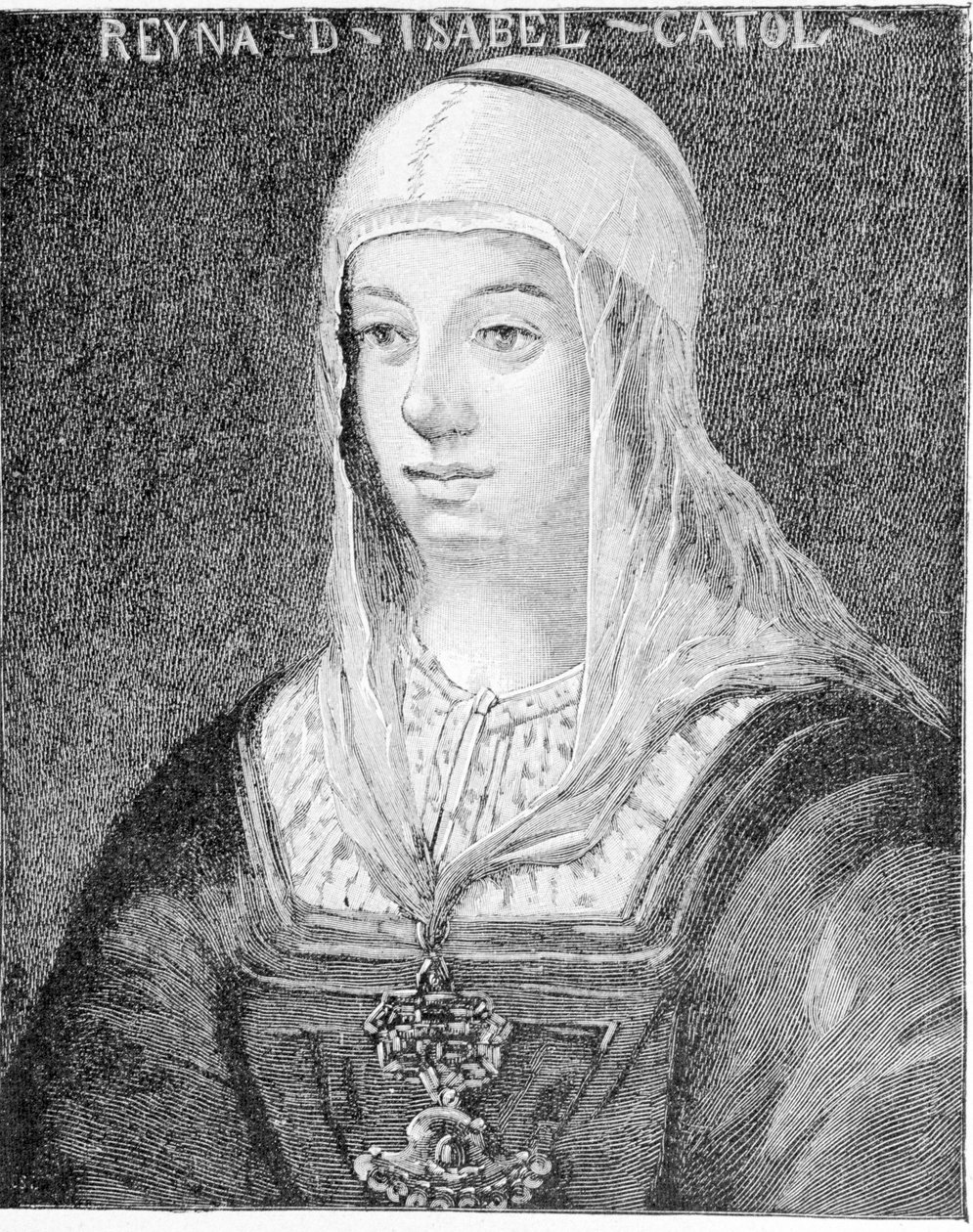 Portrett av Isabella I den katolske (1451 - 1504), dronning av Castilla. av Unknown artist