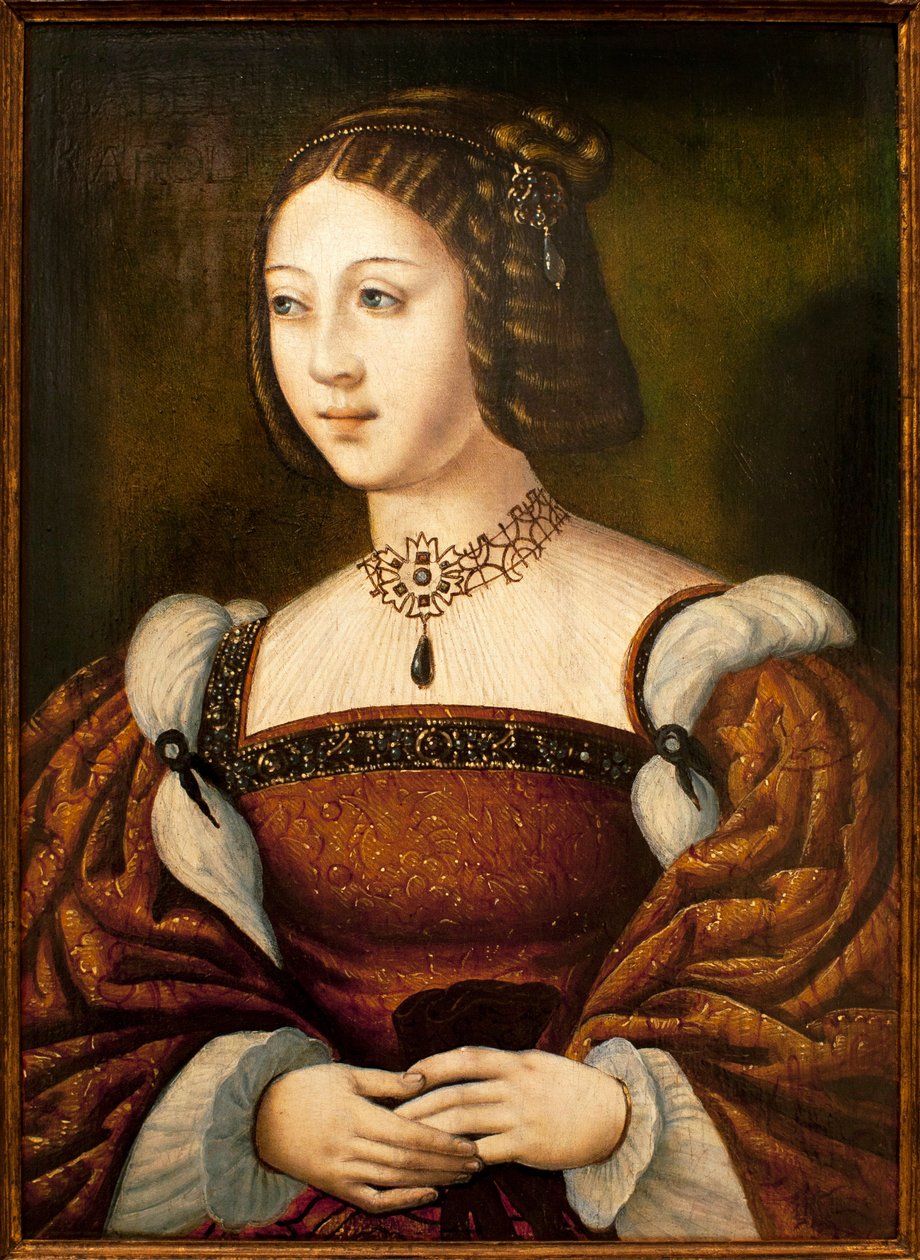 Portrett av Isabella av Portugal (1503-1539) - Maleri av en anonym mester sd ca 1526, olje på tre 40 x 29 cm, midten av 1500-tallet (Portrett av Isabel de Portugal, av en ukjent mester, olje på panel, midten fra 1500-tallet) - Museum of An av Unknown artist