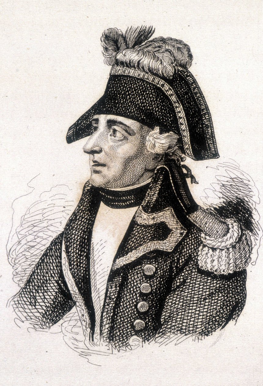 Portrett av Jacques Francois Coquille, dit Dugommier (1739 - 1794), fransk general. Gravering 1800-tallet. av Unknown artist