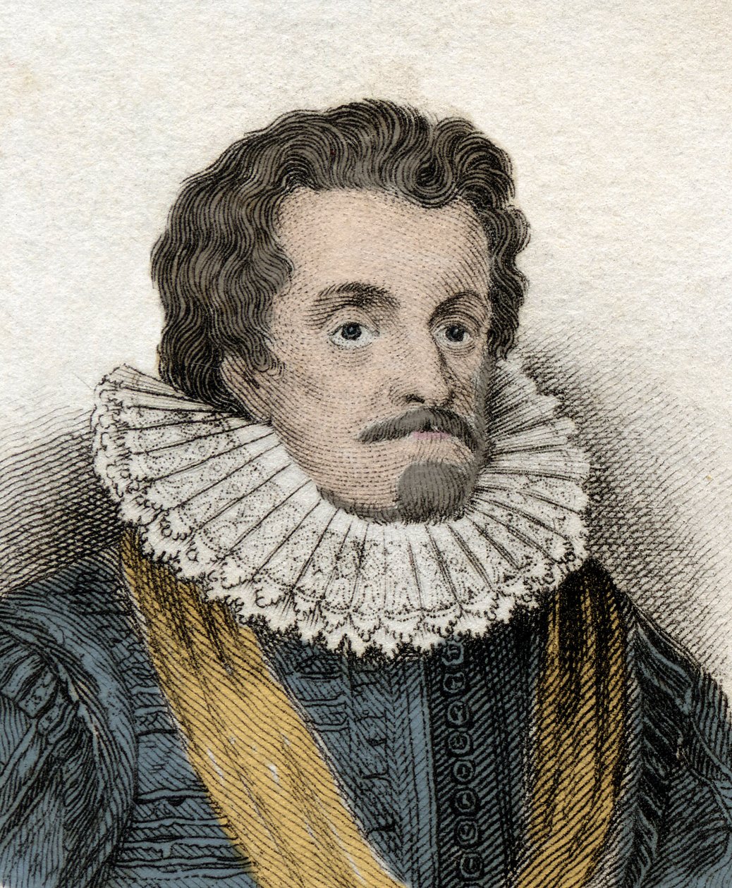 Portrett av James I (James 1st Stuart) (1566-1625), konge av England og Irland (eller James VI (eller James VI), konge av Skottland) Gravering fra 1800-tallet. av Unknown artist