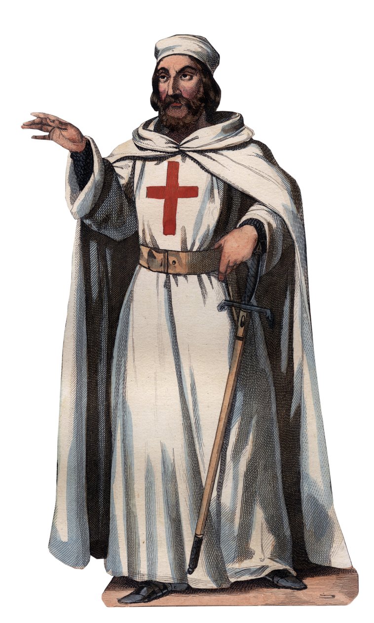 Portrett av James av Molay (Jacques de Molay) (Molai) (1243-1314), stormester for tempelridderne. Gravering fra 1842 i «Histoire des popes»» av Maurice Lachatre. Privat samling. av Unknown artist