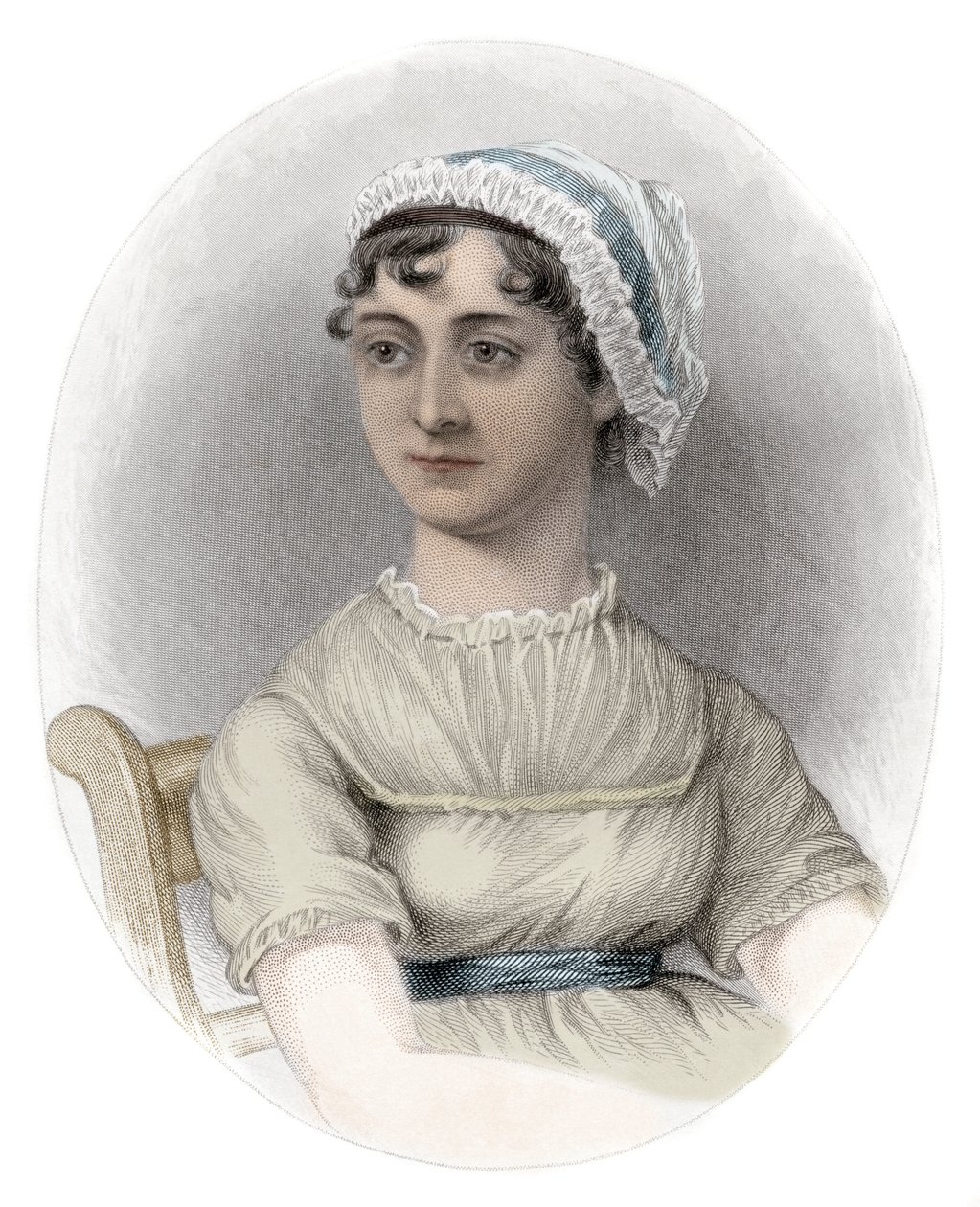 Portrett av Jane Austen (1775-1817) - Portrett av den engelske forfatteren Jane Austen (1775-1817) av Unknown artist