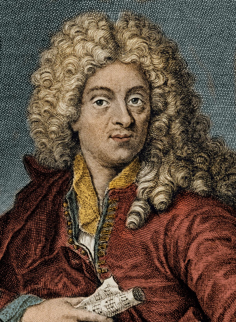 Portrett av Jean-Baptiste Lully gravering 1800-tallet - Portrett av Jean Baptiste (Lully (Giovanni Battista Lulli) (1632-1687) av Unknown artist
