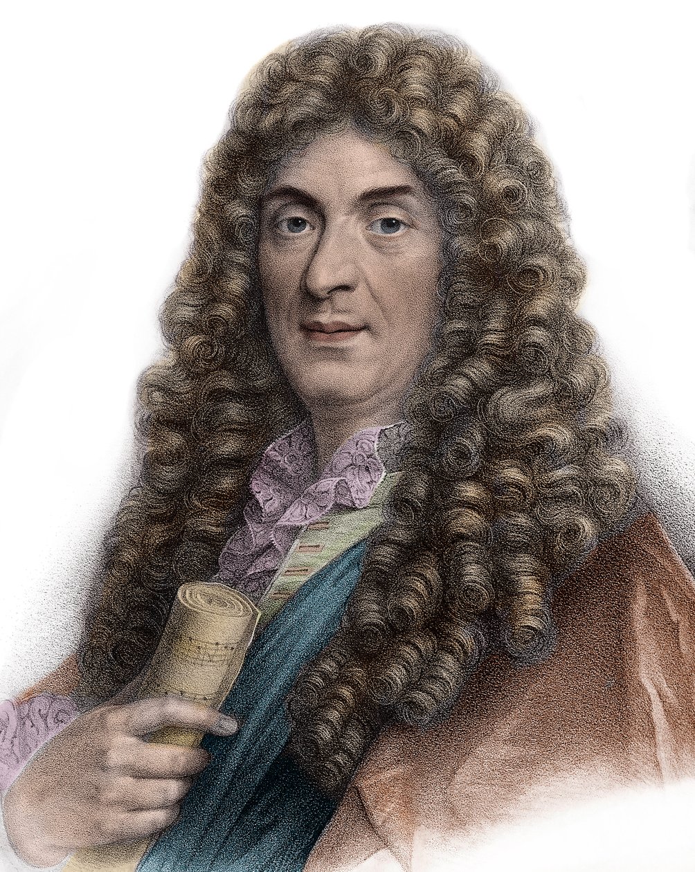 Portrett av Jean-Baptiste Lully gravering 1800-tallet - Portrett av Jean Baptiste (Lully (Giovanni Battista Lulli) (1632-1687) av Unknown artist