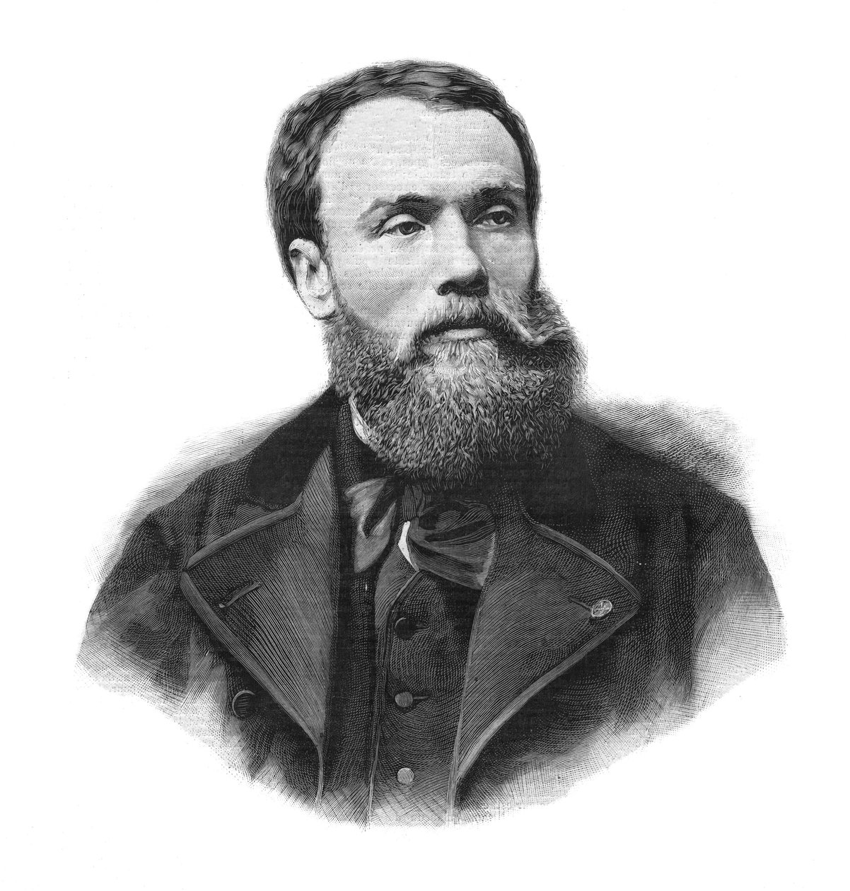 Portrett av Jean-Paul (Jean Paul) Laurens (1838-1921) fransk maler og skulptør - Gravering av 1891 av Unknown artist