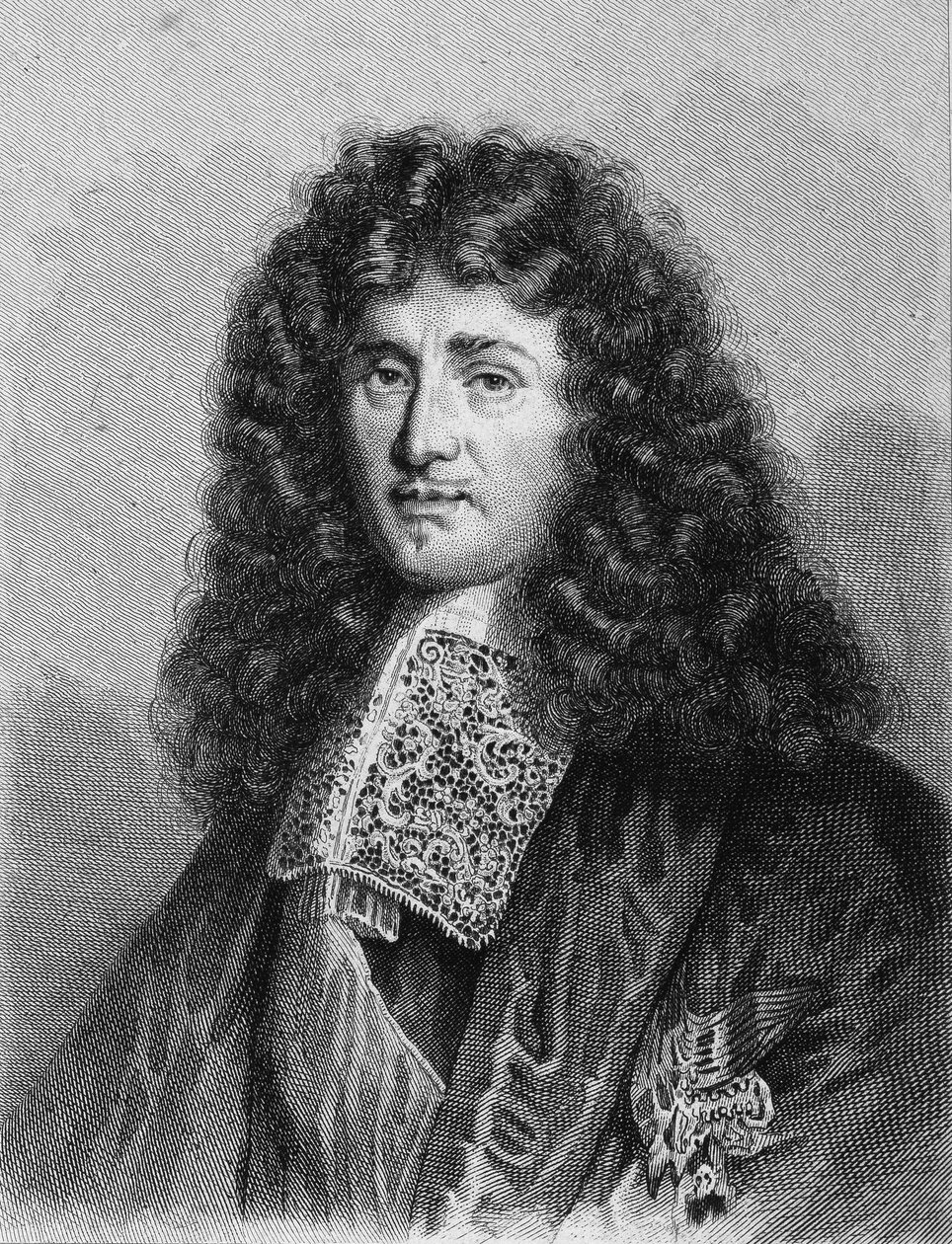 Portrett av Jean Baptiste (Jean-Baptiste) Colbert (1619-1683), fransk politiker - i "Histoire des Français" av Lavallée, gravering, sd. av Unknown artist