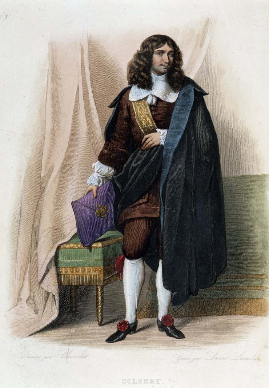 Portrett av Jean Baptiste (Jean-Baptiste) Colbert (1619-1683), fransk statsmann (1619 - 1683) - i "" Le Plutarque francais", av Mennechet av Unknown artist