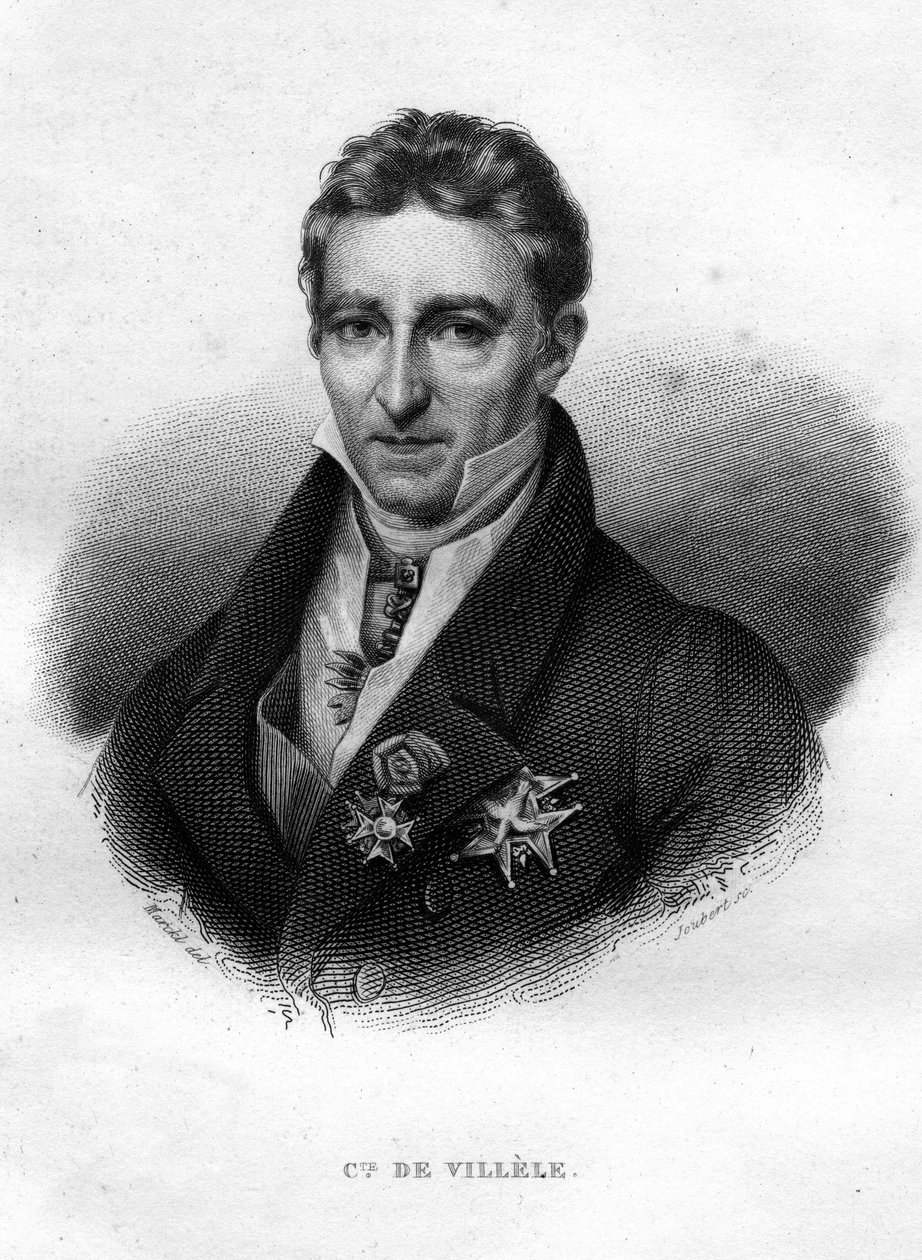 Portrett av Jean Baptiste (Jean-Baptiste) Comte de Villele, fransk politiker (1773 - 1854) av Unknown artist