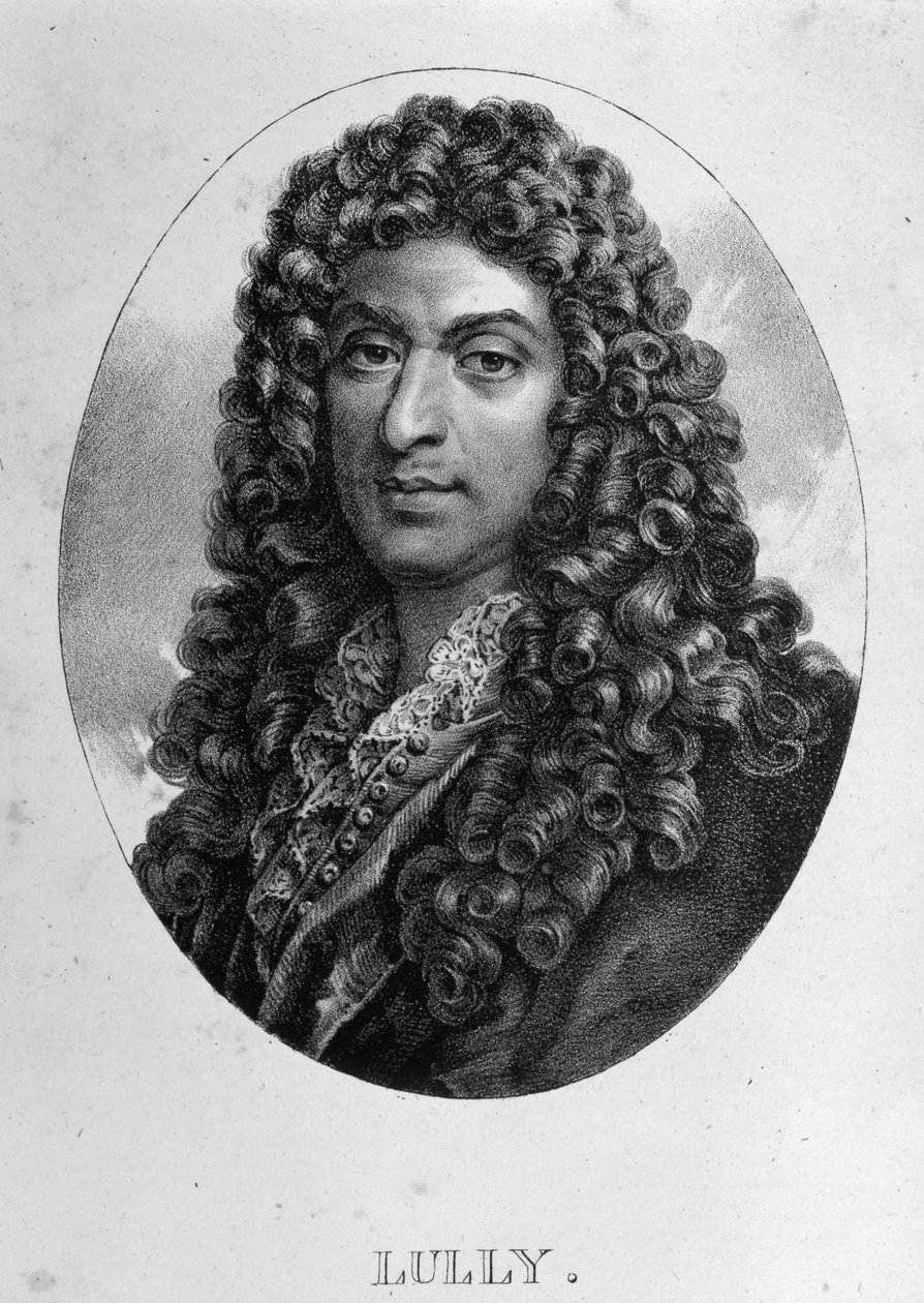 Portrett av Jean Baptiste Lully (Giovanni Battista Lulli) (1632-1687), fransk komponist av italiensk opprinnelse. Gravering 1800-tallet. av Unknown artist