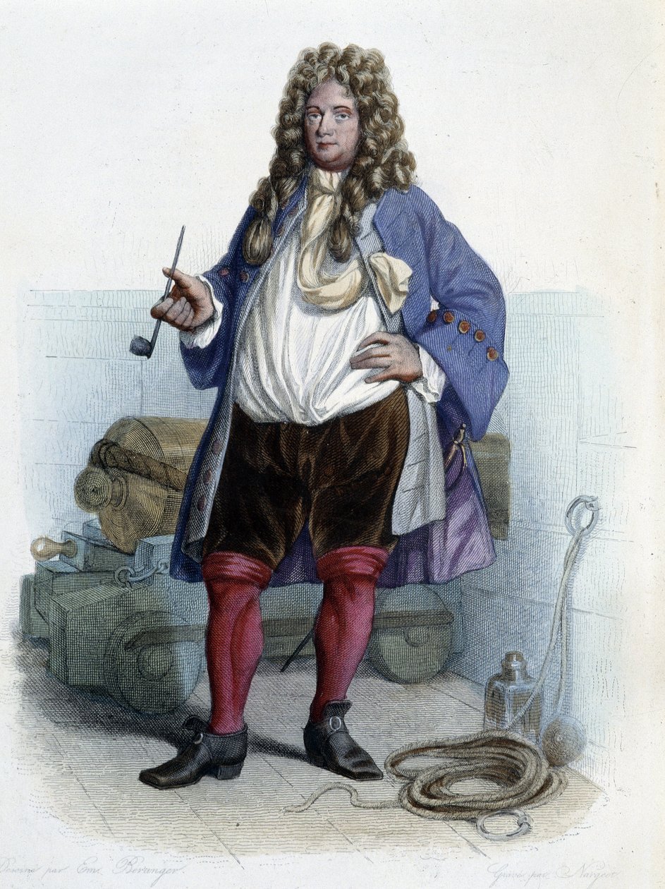 Portrett av Jean Bart, fransk privatist (1650-1702) - i "" Le Plutarque francais", av Mennechet av Unknown artist