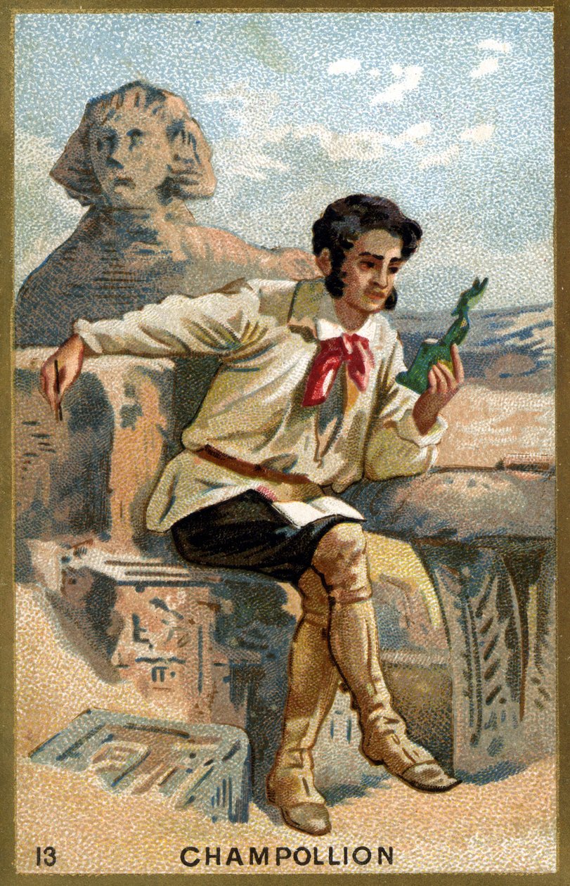 Portrait of Jean François (Jean-Francois) Champollion, dit le Jeune (1790 - 1832) French Egyptologist. Chromolithography of the 19th century. av Unknown artist