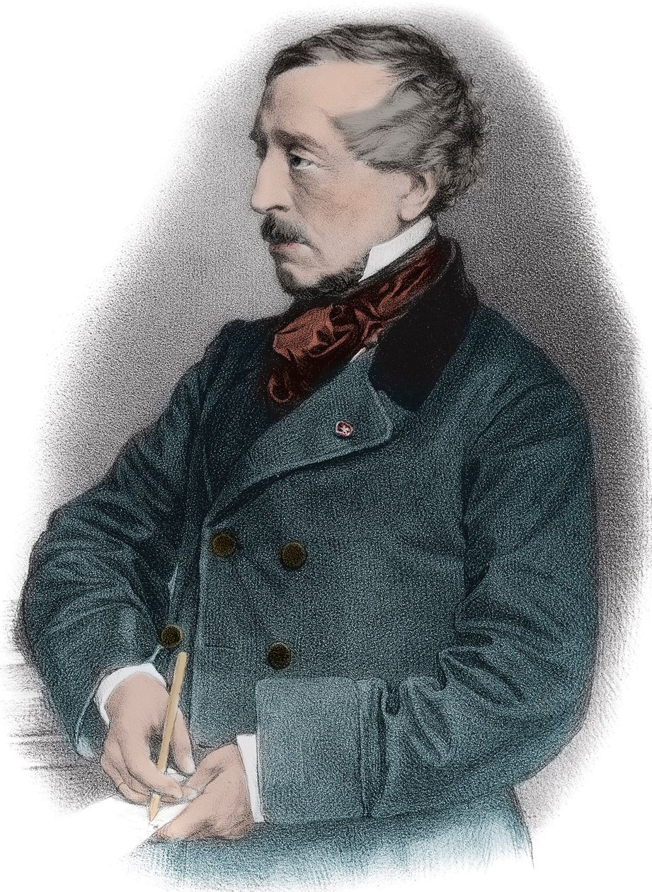 Portrett av Jean Jacques (Jean-Jacques) Ampere (1800-1864) fransk historiker - av Unknown artist